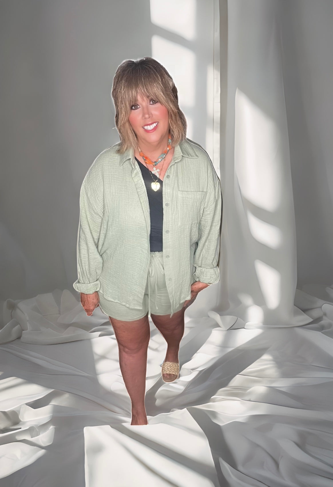 Gauze Resort Button-Up Set