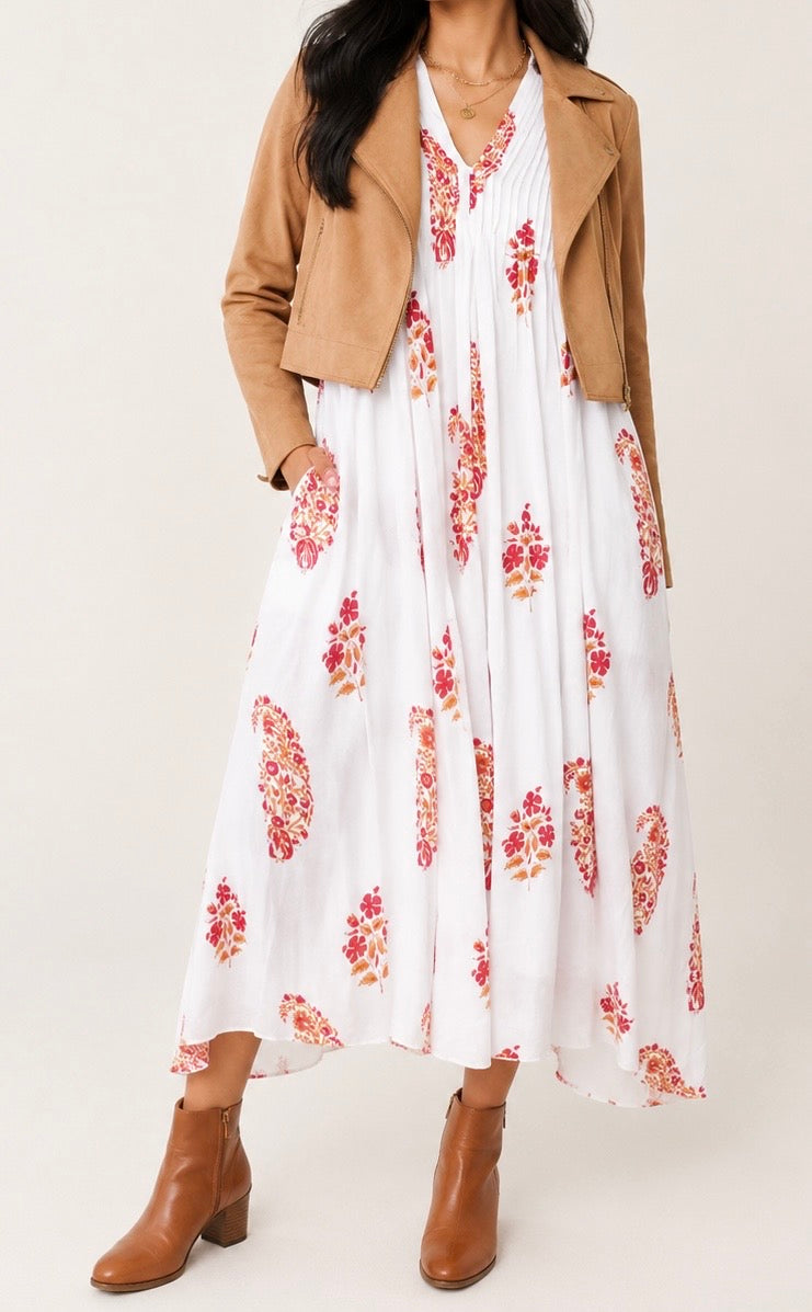 Skye Dress White Red