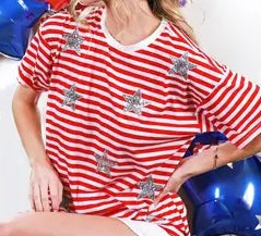 Sequin Star Stripe Top