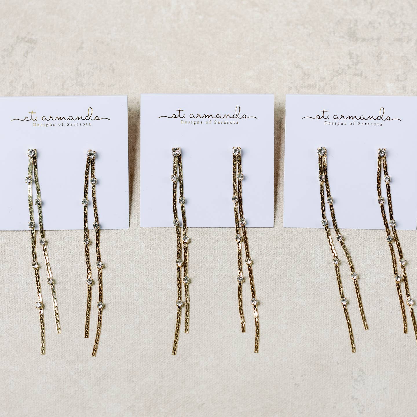 Diamond Dotted Gold Duster Earrings
