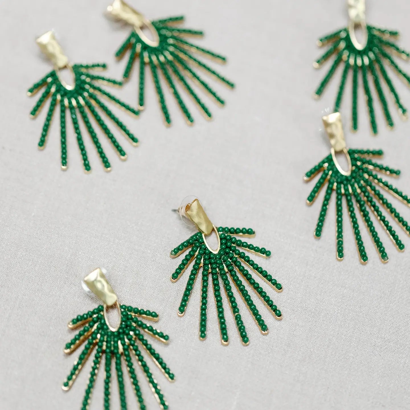 Olive Sunburst Statement Drop Earrings