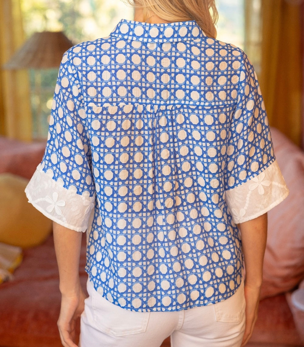 The Rio—Floral Textured Contrast Print Button-Up Shirt