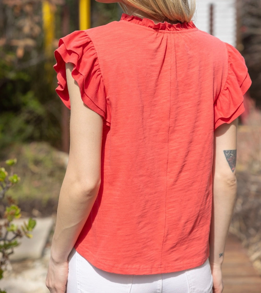 Ruffle Sleeve Knit Top