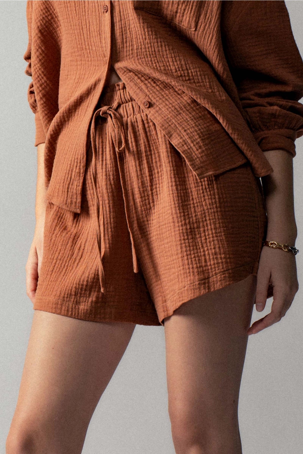 Crinkle Cotton Gauze Resort Button-Up Set