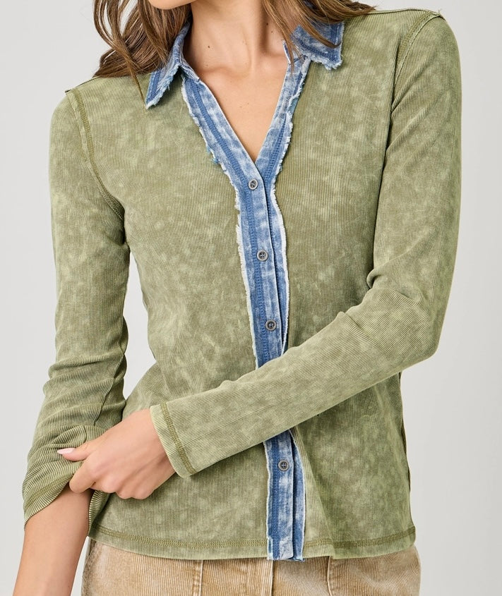 The Laurel Knit Button Up