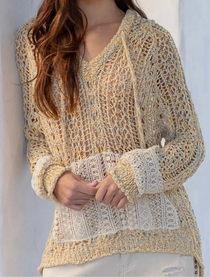 Yellow Crochet Hoodie