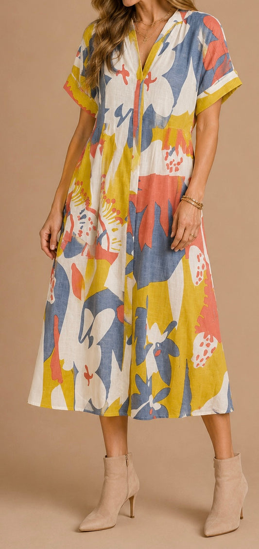 Brigitte Abstract Print Dress Multi