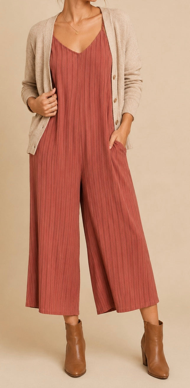 Rusty Rose Wide-Leg Jumpsuit