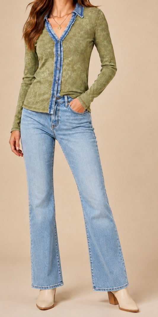 The Laurel Knit Button Up