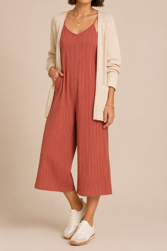 Rusty Rose Wide-Leg Jumpsuit