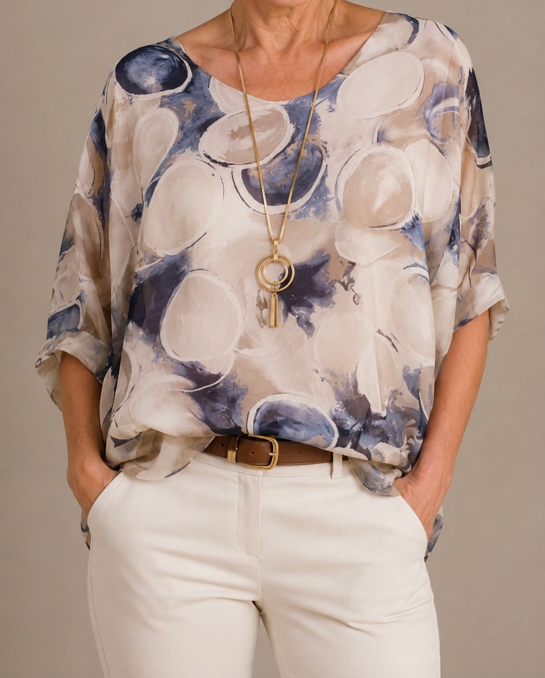 The Abella Top—Circle V-Neck Band Waist