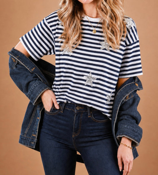 Sequin Star Stripe Top