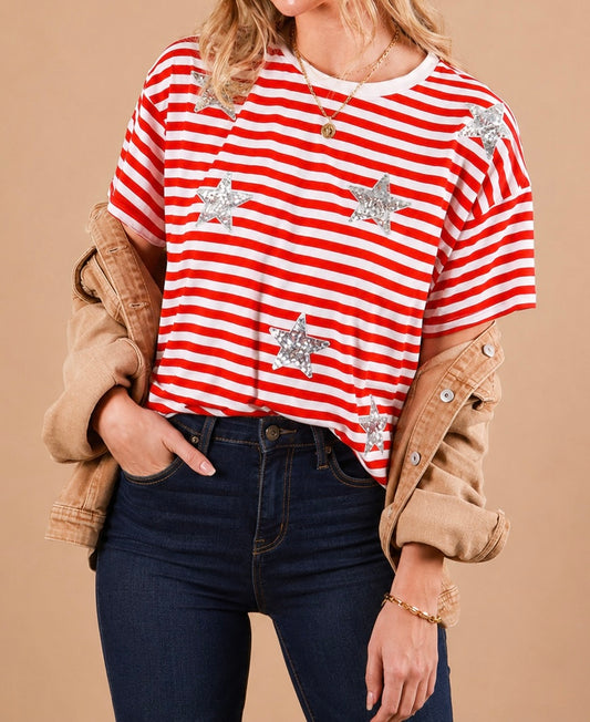 Sequin Star Stripe Top