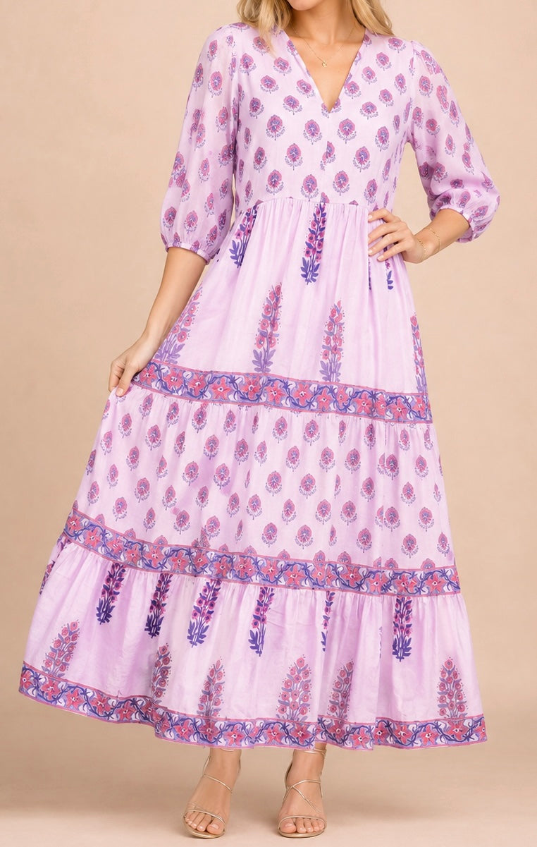 Remi Block Print Maxi Dress Pink
