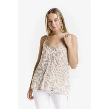 Jenna Rain Print Cami with Satin Trim