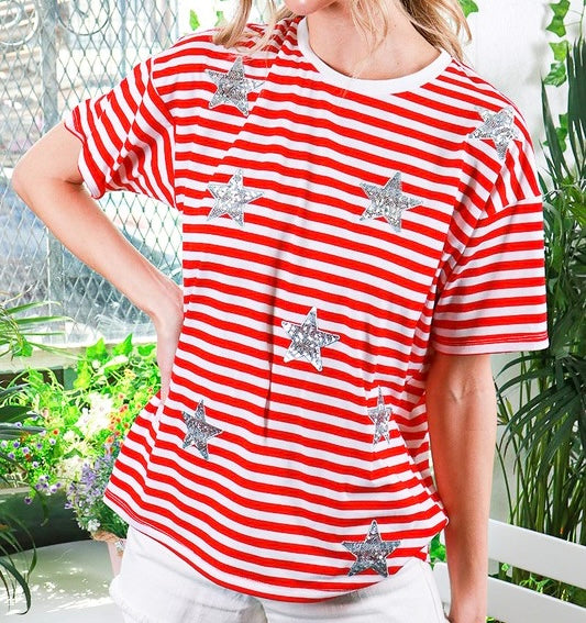 Sequin Star Stripe Top