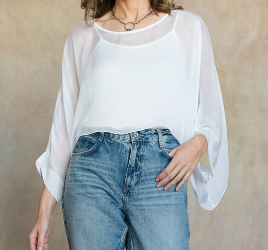 White Mona Italian Silk Topper