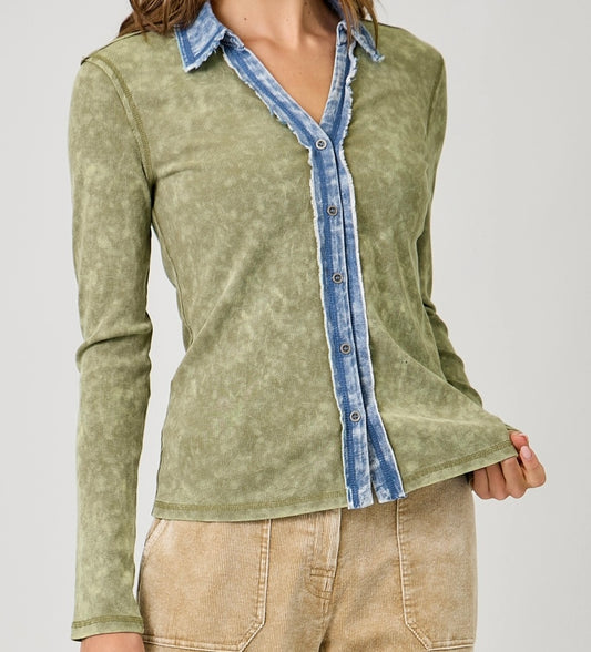 The Laurel Knit Button Up