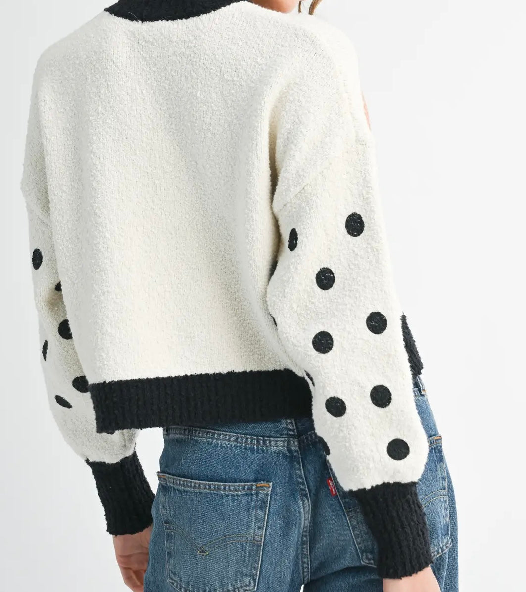 Bold Blossom Sweater-Cream/Black