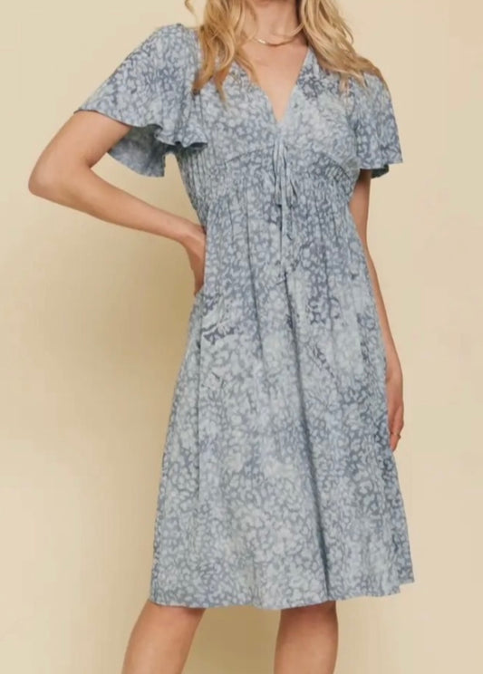 Blue Mist Flutter-Sleeve Dress