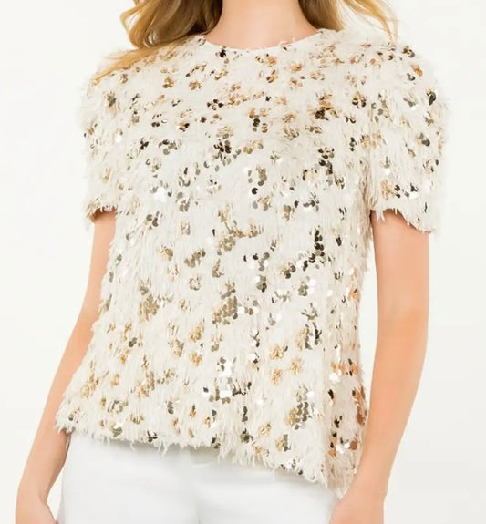 Short Sleeve Fringe Top
