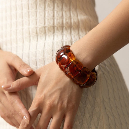 Block Acrylic Stretch Cord Bracelet Tort