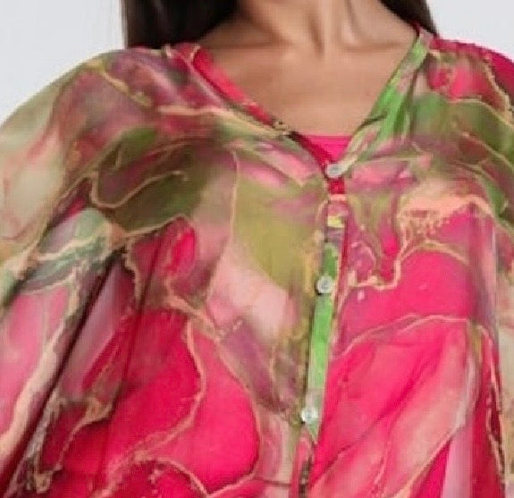 The Marbella Silk Blouse w/tank-Fushia
