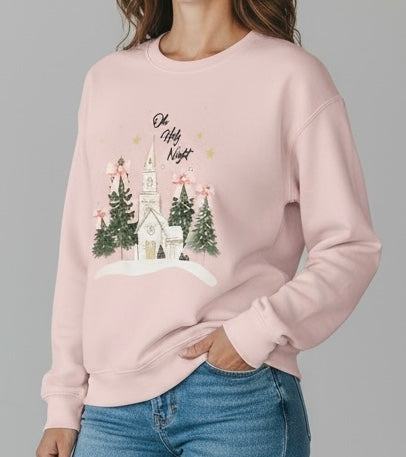 Oh Holy Night Sweatshirt – Light Pink