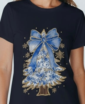 Blue Toile Tree Tee – Navy